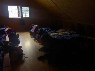 Our pack in like sardines stay at Cabane de Prafleuri