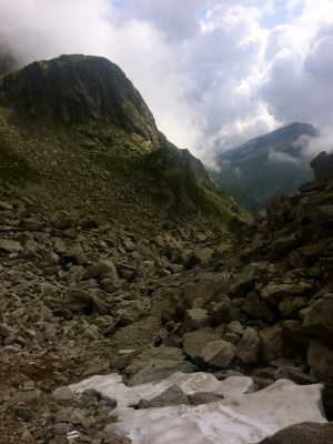 Looking back at the start of the boulder field