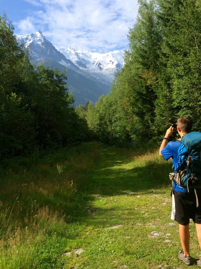 Mont Blanc leading the way through the trees to Chamonix
